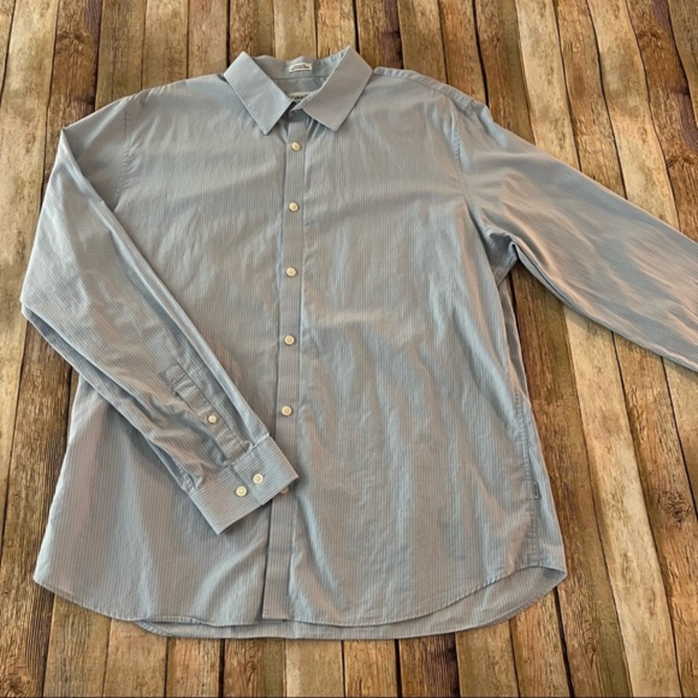 Calvin Klein mens long sleeve striped button down dress shirt | size Extra Large